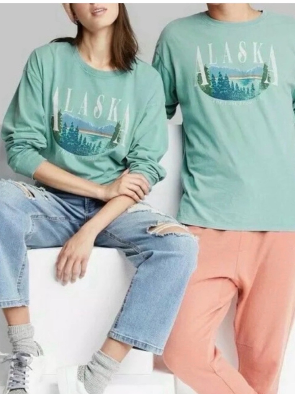 wild fable Mint Green "Alaska" Graphic Long Sleeve Tee